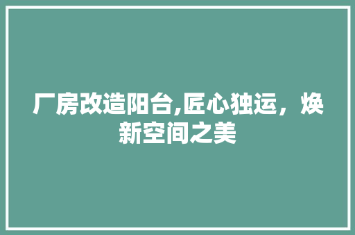 厂房改造阳台,匠心独运，焕新空间之美 门窗装修
