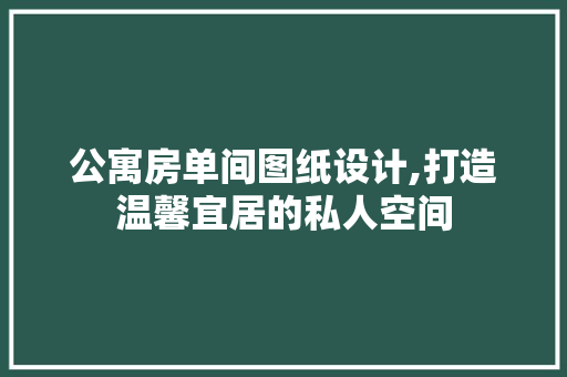 公寓房单间图纸设计,打造温馨宜居的私人空间