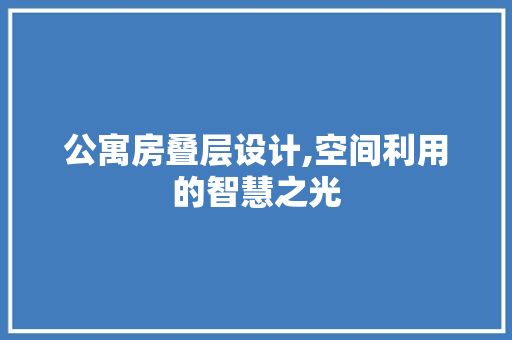 公寓房叠层设计,空间利用的智慧之光