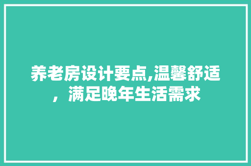 养老房设计要点,温馨舒适，满足晚年生活需求