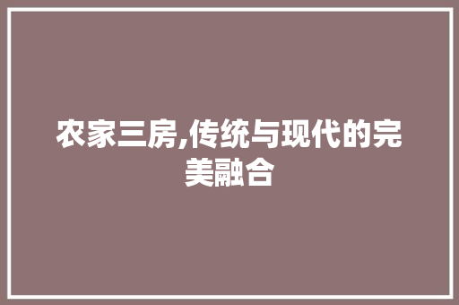 农家三房,传统与现代的完美融合