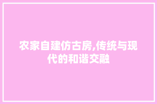 农家自建仿古房,传统与现代的和谐交融