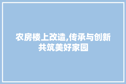 农房楼上改造,传承与创新共筑美好家园