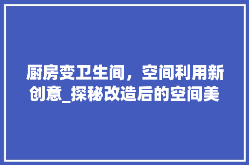 厨房变卫生间，空间利用新创意_探秘改造后的空间美学