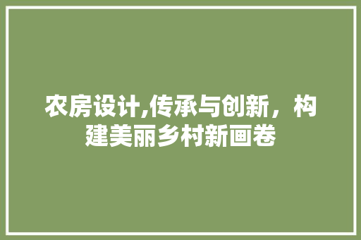 农房设计,传承与创新，构建美丽乡村新画卷 装修材料