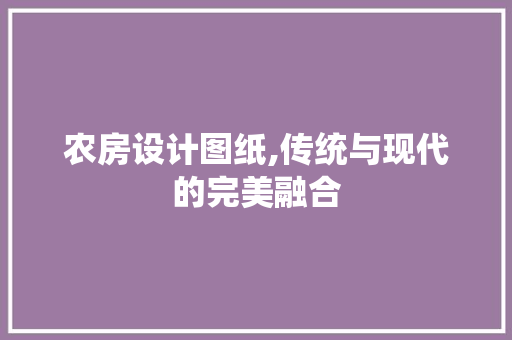 农房设计图纸,传统与现代的完美融合 庭院装修
