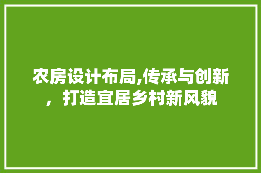 农房设计布局,传承与创新，打造宜居乡村新风貌