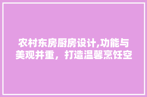 农村东房厨房设计,功能与美观并重，打造温馨烹饪空间 装修攻略