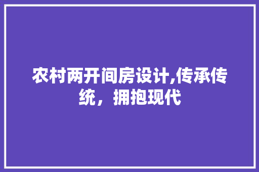 农村两开间房设计,传承传统,拥抱现代 建筑设计 农村两开间房设计,传承传统,拥抱现代 建筑设计