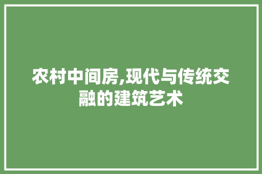 农村中间房,现代与传统交融的建筑艺术 墙面装饰
