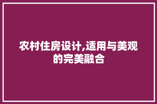 农村住房设计,适用与美观的完美融合