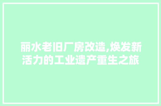 丽水老旧厂房改造,焕发新活力的工业遗产重生之旅