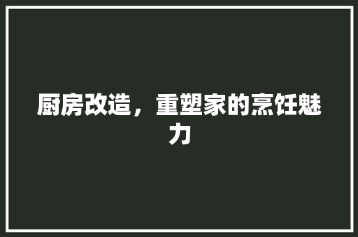 厨房改造，重塑家的烹饪魅力