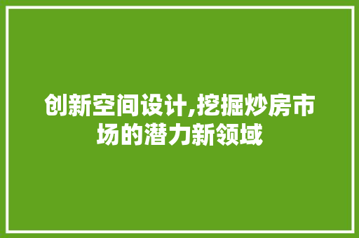 创新空间设计,挖掘炒房市场的潜力新领域