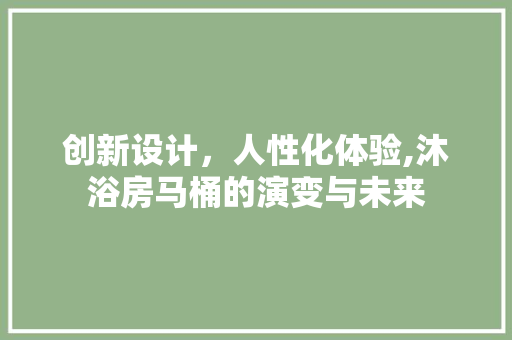 创新设计，人性化体验,沐浴房马桶的演变与未来