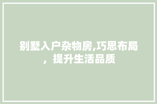 别墅入户杂物房,巧思布局，提升生活品质
