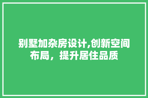 别墅加杂房设计,创新空间布局，提升居住品质 装修材料