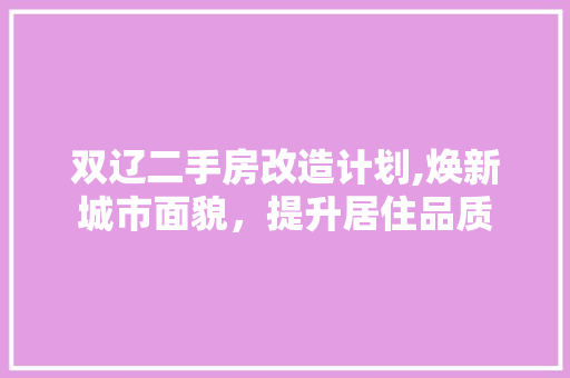 双辽二手房改造计划,焕新城市面貌,提升居住品质 装修材料 双辽二手房改造计划,焕新城市面貌,提升居住品质 装修材料