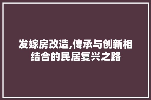 发嫁房改造,传承与创新相结合的民居复兴之路 地面装修