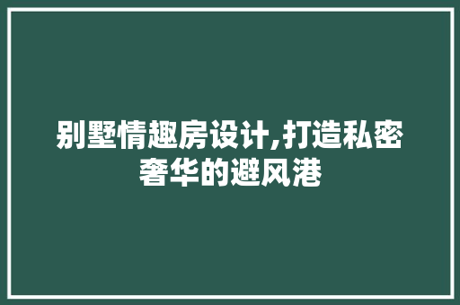 别墅情趣房设计,打造私密奢华的避风港