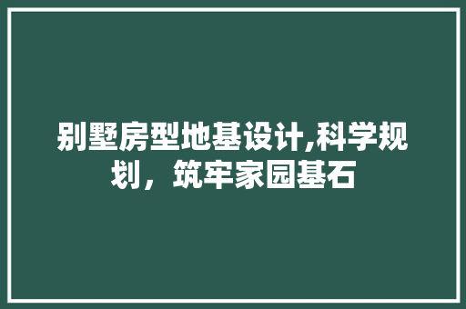 别墅房型地基设计,科学规划，筑牢家园基石