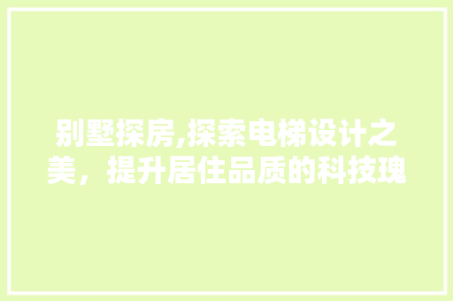 别墅探房,探索电梯设计之美，提升居住品质的科技瑰宝 装修攻略
