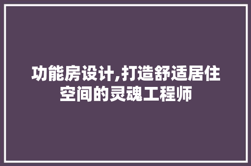 功能房设计,打造舒适居住空间的灵魂工程师