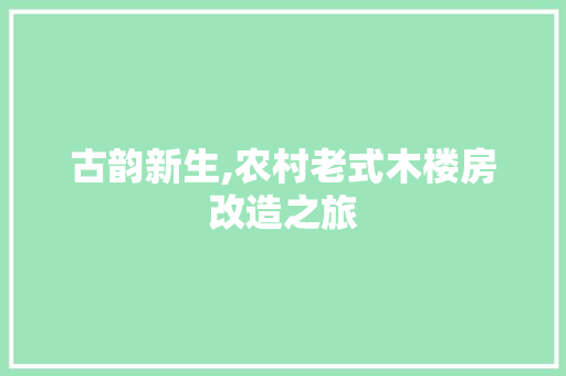 古韵新生,农村老式木楼房改造之旅