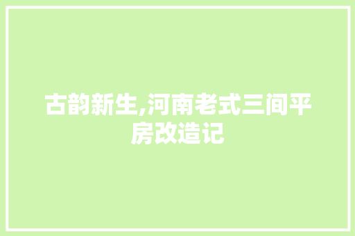 古韵新生,河南老式三间平房改造记