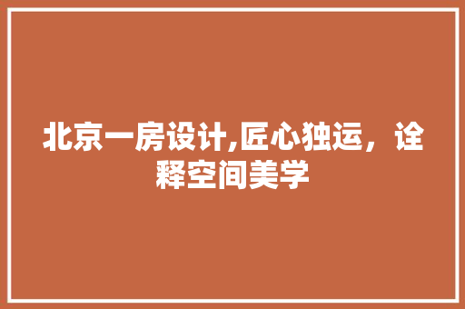 北京一房设计,匠心独运，诠释空间美学