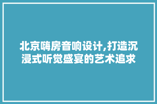北京嗨房音响设计,打造沉浸式听觉盛宴的艺术追求