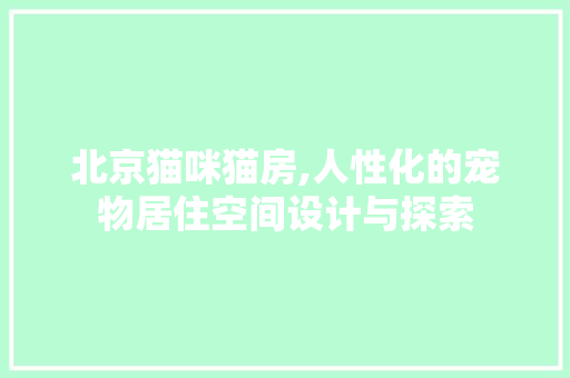 北京猫咪猫房,人性化的宠物居住空间设计与探索