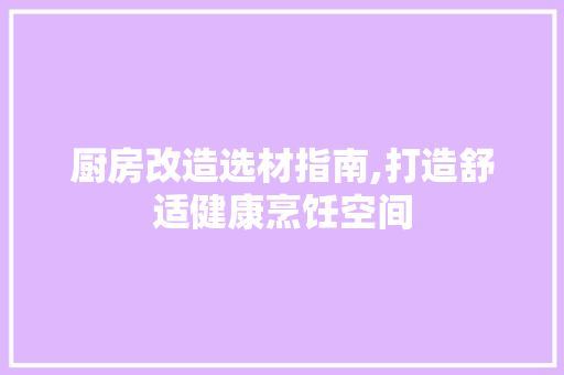厨房改造选材指南,打造舒适健康烹饪空间