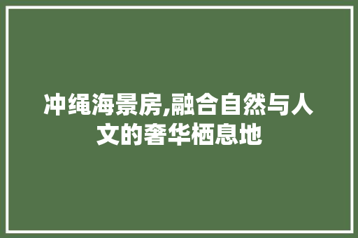 冲绳海景房,融合自然与人文的奢华栖息地