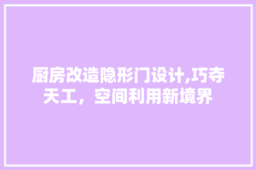 厨房改造隐形门设计,巧夺天工，空间利用新境界 墙面装饰