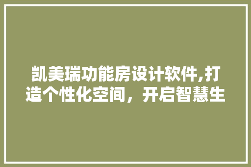 凯美瑞功能房设计软件,打造个性化空间，开启智慧生活新篇章