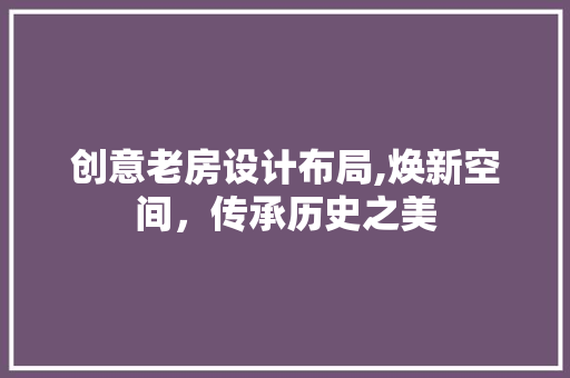 创意老房设计布局,焕新空间，传承历史之美 建筑设计