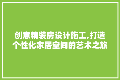 创意精装房设计施工,打造个性化家居空间的艺术之旅 隔断设计