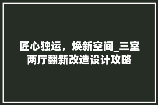 匠心独运，焕新空间_三室两厅翻新改造设计攻略
