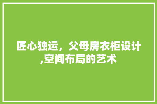 匠心独运，父母房衣柜设计,空间布局的艺术