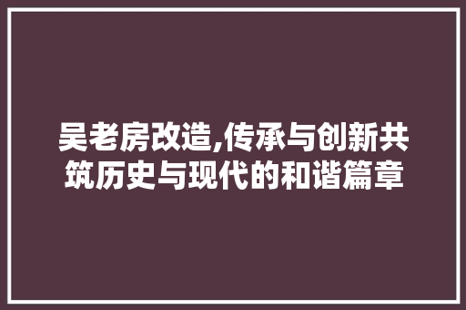 吴老房改造,传承与创新共筑历史与现代的和谐篇章