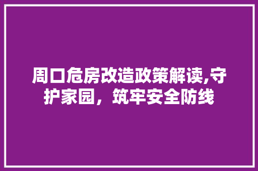 周口危房改造政策解读,守护家园，筑牢安全防线