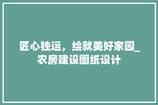 匠心独运，绘就美好家园_农房建设图纸设计