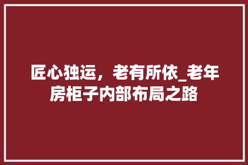 匠心独运，老有所依_老年房柜子内部布局之路