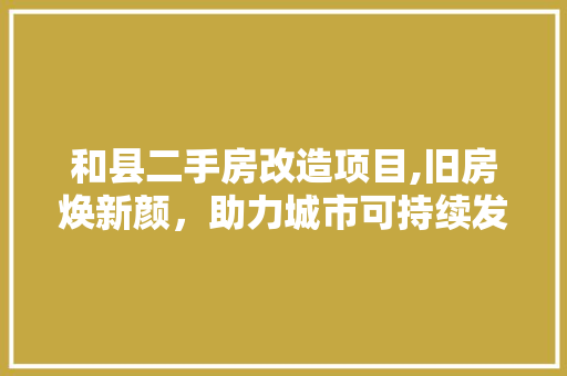 和县二手房改造项目,旧房焕新颜，助力城市可持续发展