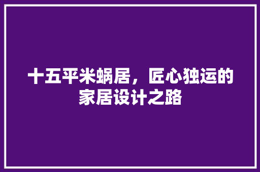 十五平米蜗居，匠心独运的家居设计之路
