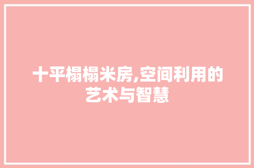 十平榻榻米房,空间利用的艺术与智慧