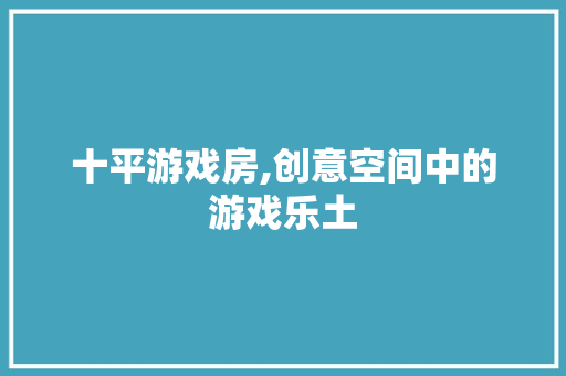 十平游戏房,创意空间中的游戏乐土