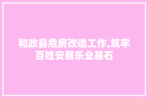 和政县危房改造工作,筑牢百姓安居乐业基石 装修攻略