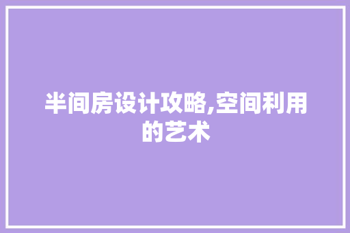 半间房设计攻略,空间利用的艺术 隔断设计